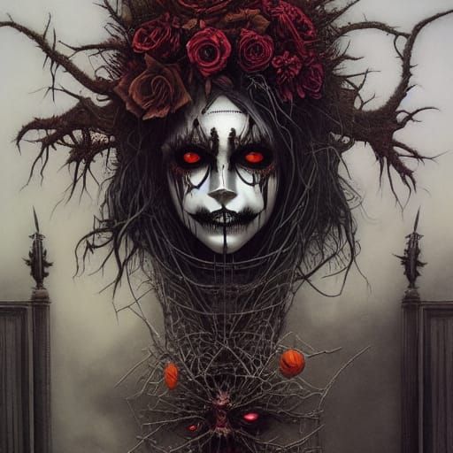Terrifying Halloween Scarecrow Portrait in Digital Art