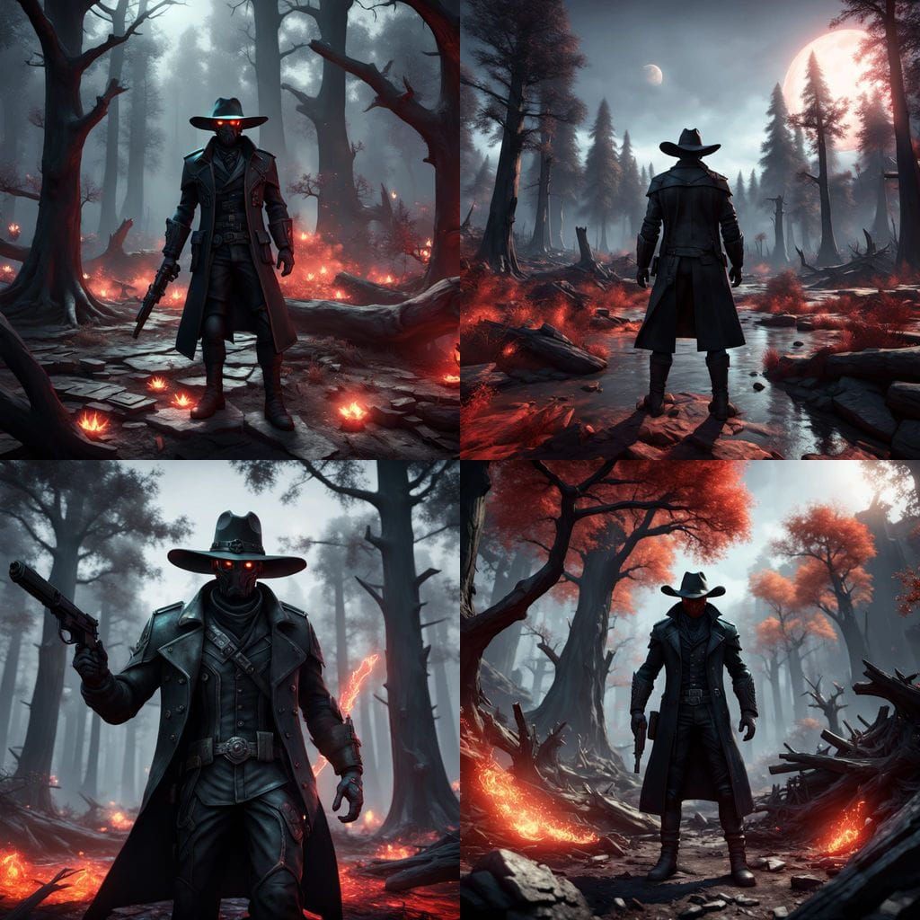 Dark Cowboy Figure Emerges from the Shadows