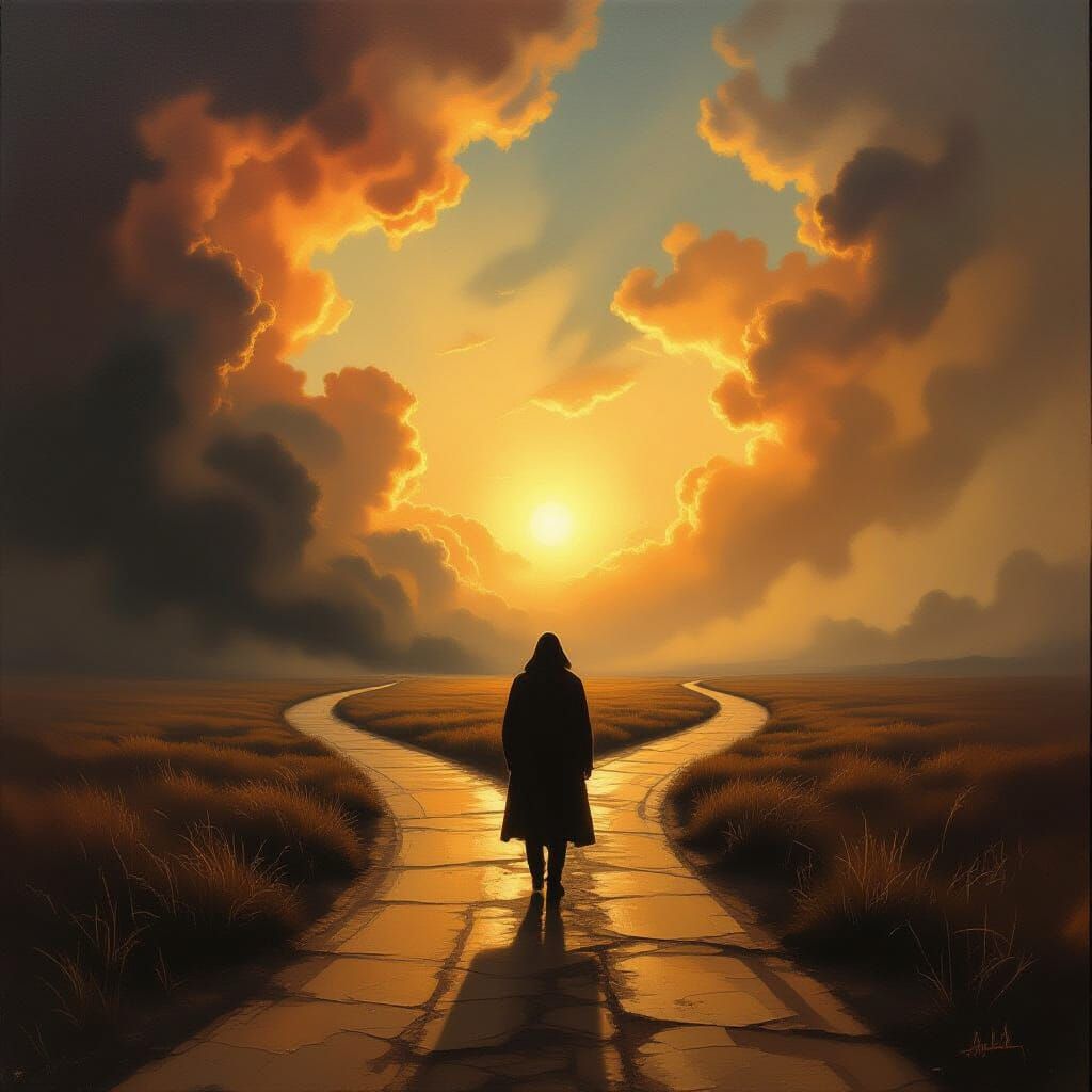 Figure at Crossroads: Judgment vs. Dreamscape