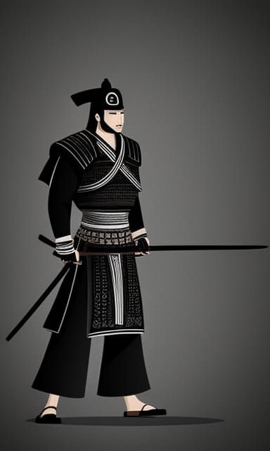 Minimalist Samurai Illustration in Japanese Art Style