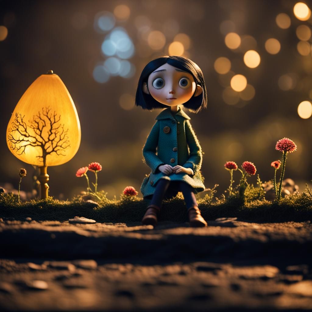 Coraline in the Style of Tim Burton