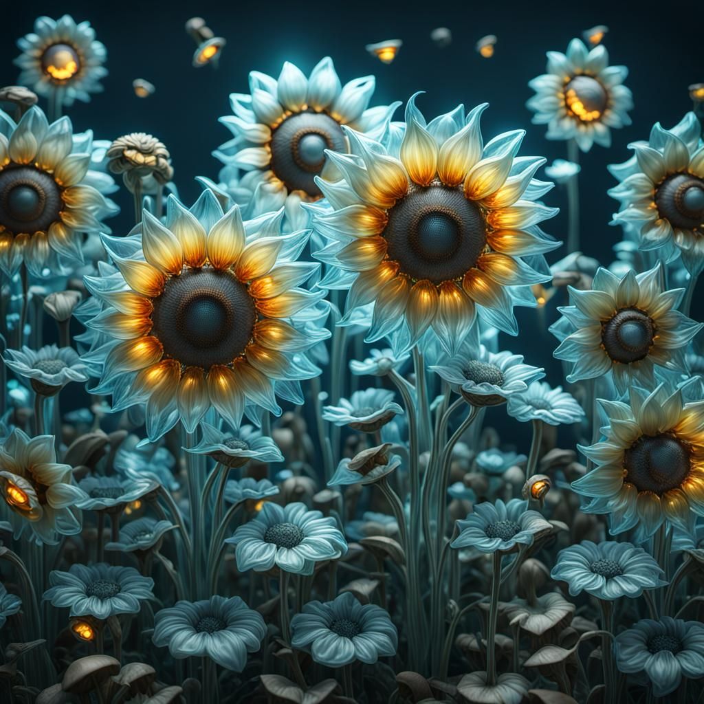 Beautiful glass sunflowers