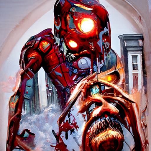 Iron Man Zombie in Comic Book Style