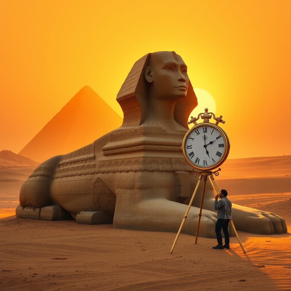 Majestic Sphinx and Desert Sunset Riddle
