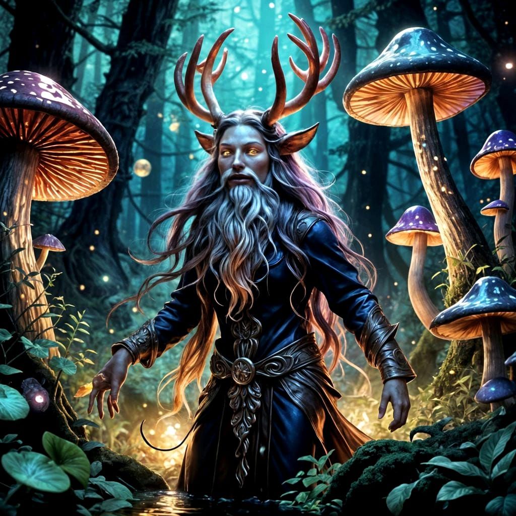 Forest Spirit Dances in Moonlit Glade