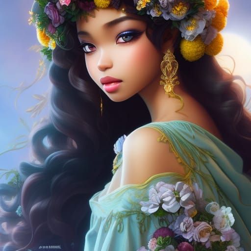 Dreamy Portrait of Girl with Flower Crown