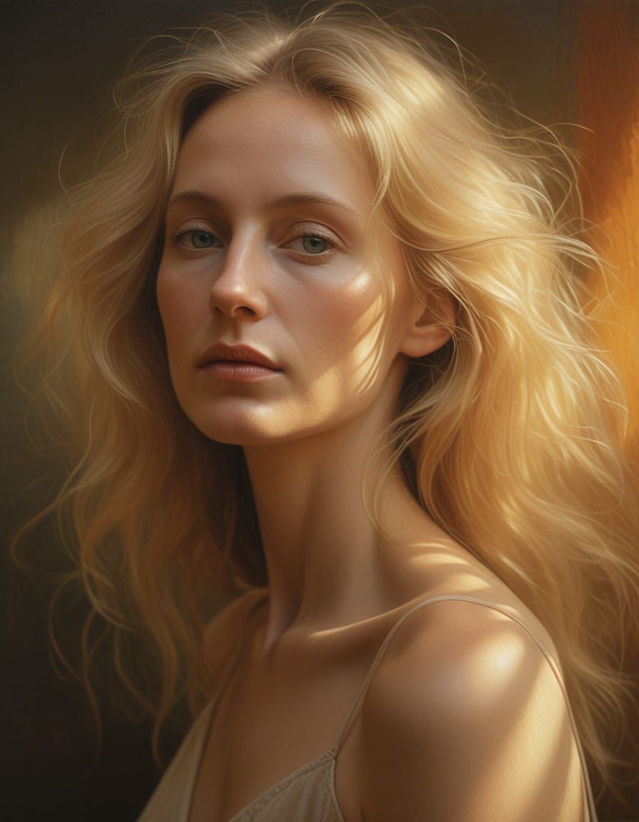 Ethereal Portrait in Golden Hues
