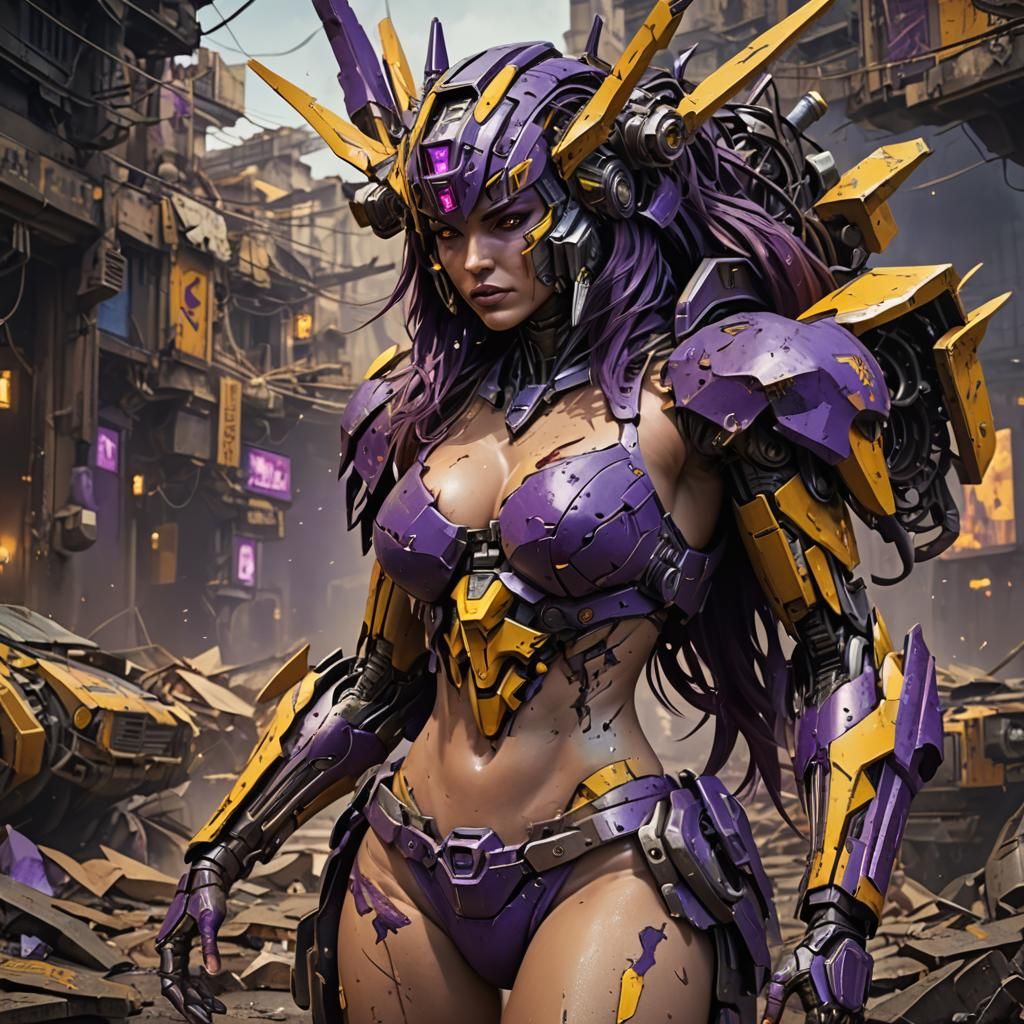Detailed Transformer in Tattered Bikini, Fantasy Art