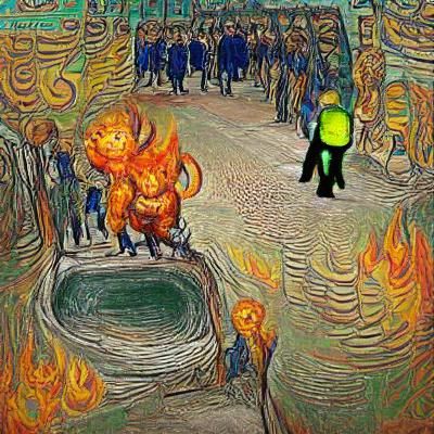 Figure at Imposing Gates: Post-Impressionist Style