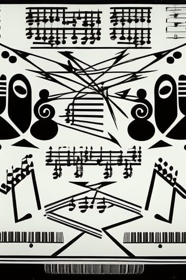 Abstract Graphic Music Notation in Black and White