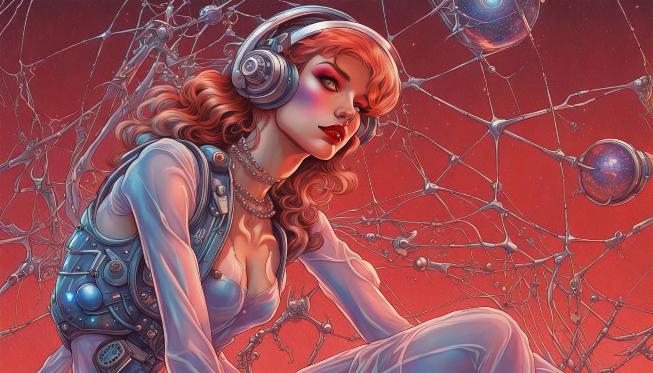 Retro Sci-Fi Space Girl Illustration in Sorayama Style