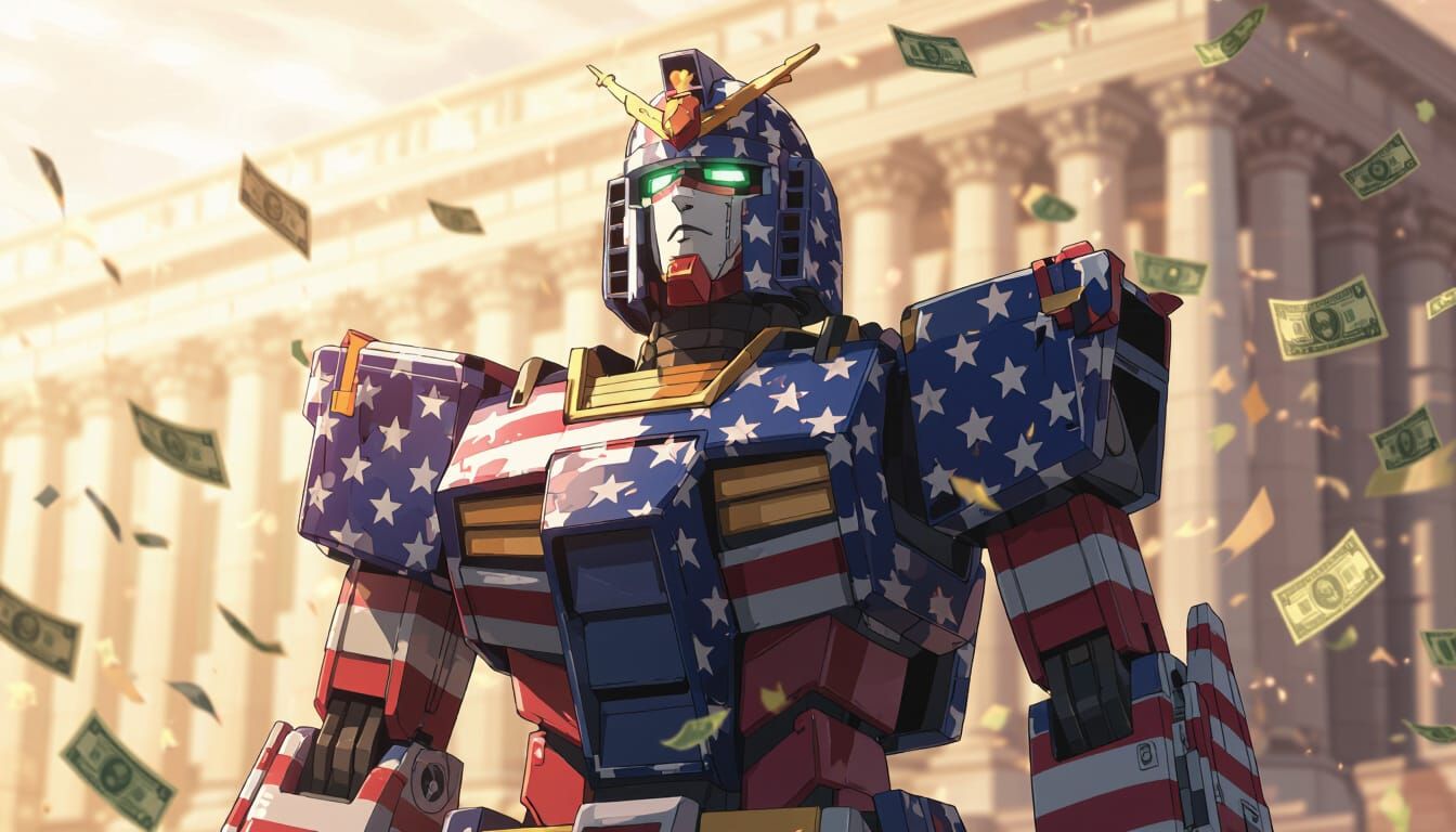 Robotic George Washington Made of Flags, Manga Style