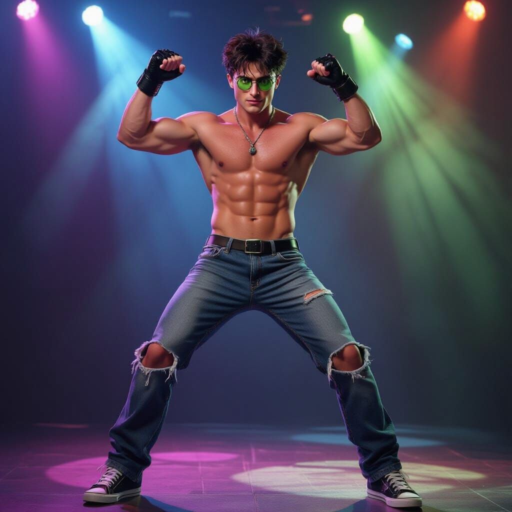 Muscular Harry Potter Dancing on Club Stage