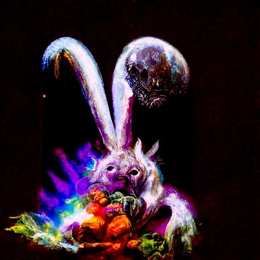 Sinister Bunny with Living Carrot, Cosmic Horror Style