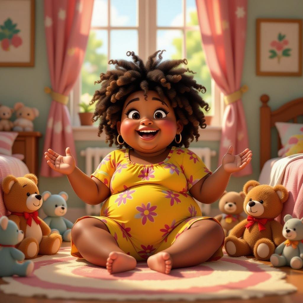 Happy Child Surrounded by Stuffed Animals