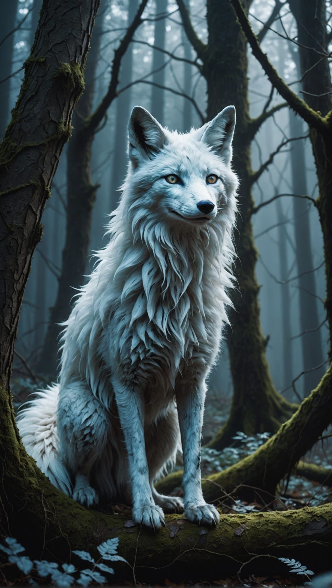 Ethereal Spectral Fox in Haunted Forest