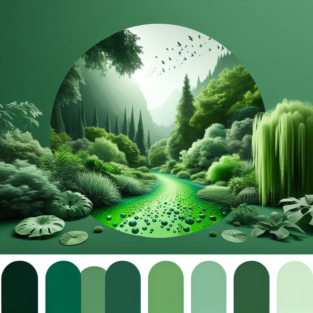 Monochromatic Green Oasis Radiating Serenity and Peace