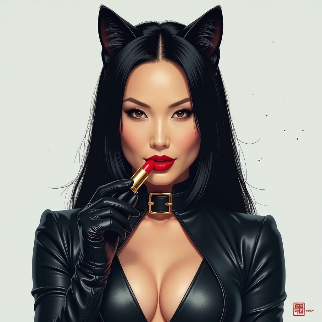 Daring Catwoman Inspired Portrait in Cyberpunk Style
