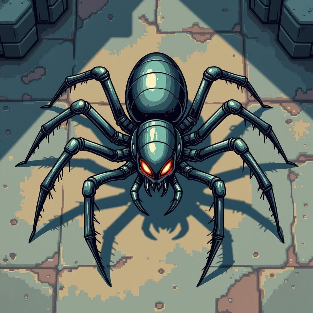 Pixel Art Alien Sprite with Sharp Limbs