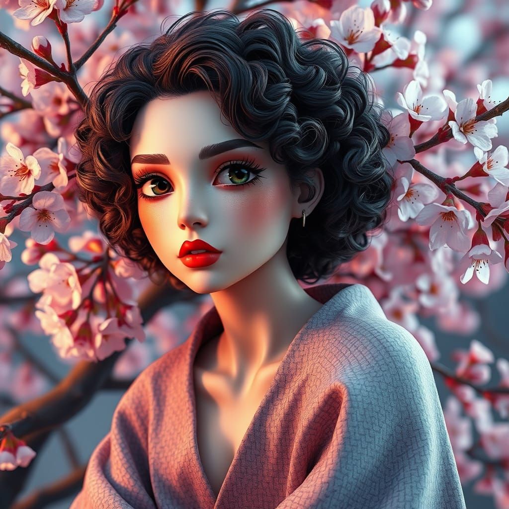Almond Beauty: 3D Woman in Volumetric Lighting