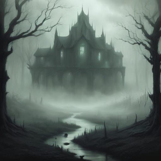 Ethereal Swamp Shadows in Dark Oil Painting