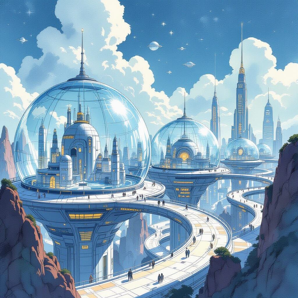 Ethereal Futuristic Cities in Glass Domes