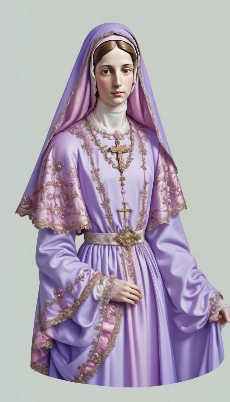 Baroque Style Virgin Mary with Lilac Veil