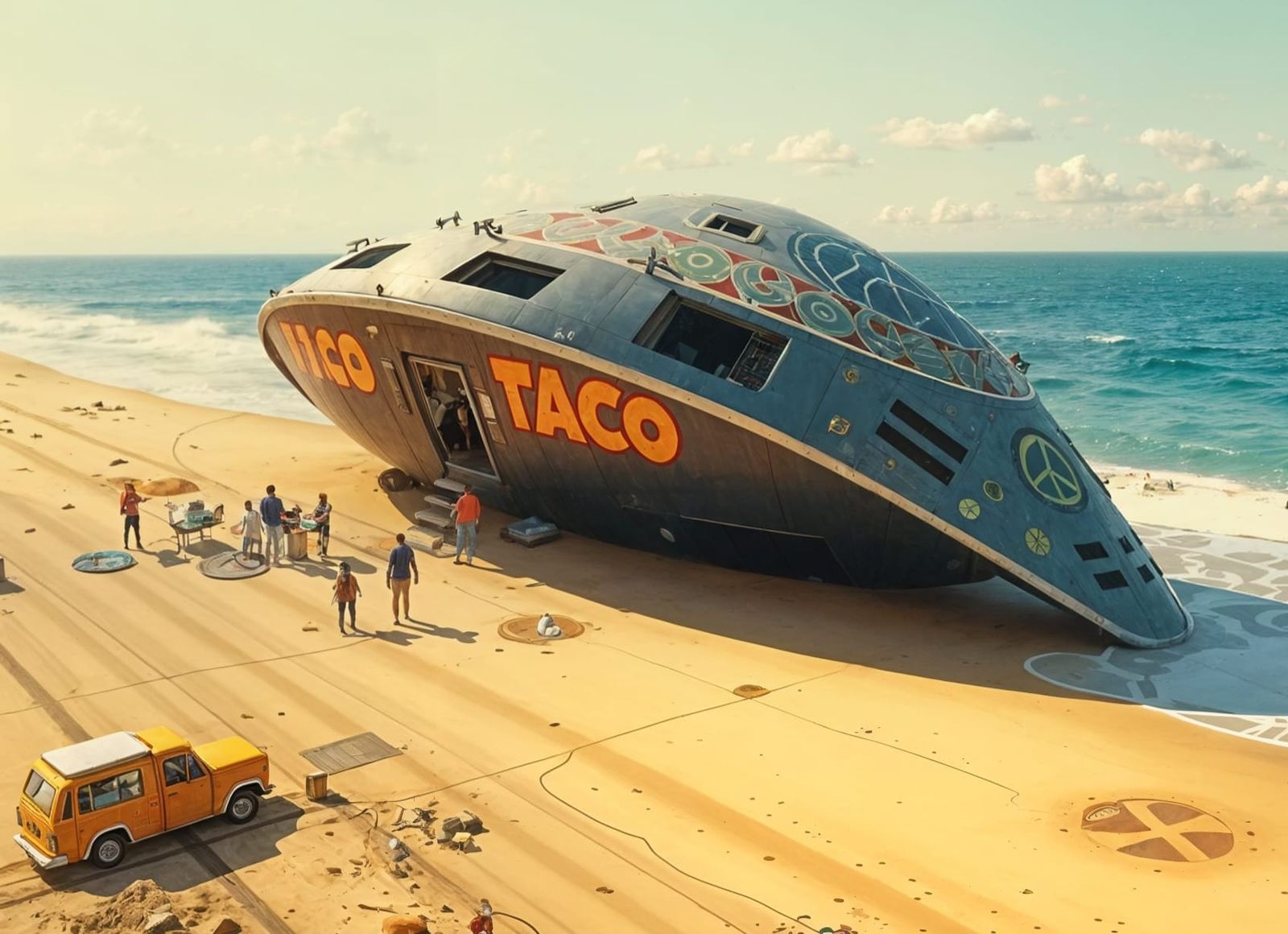 Hippies Convert Crashed Spaceship into Colorful Taco Stand o...