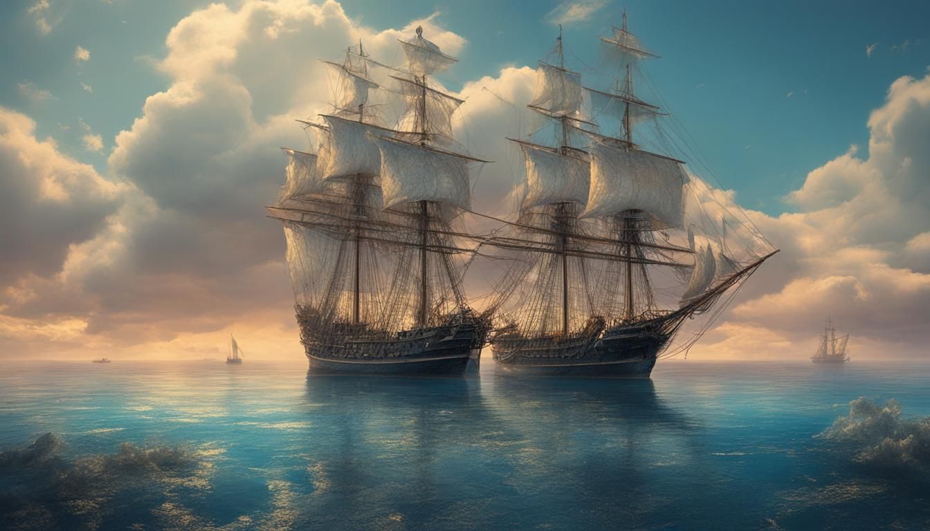 Sailing Ship Becalmed in a Calm Seascape