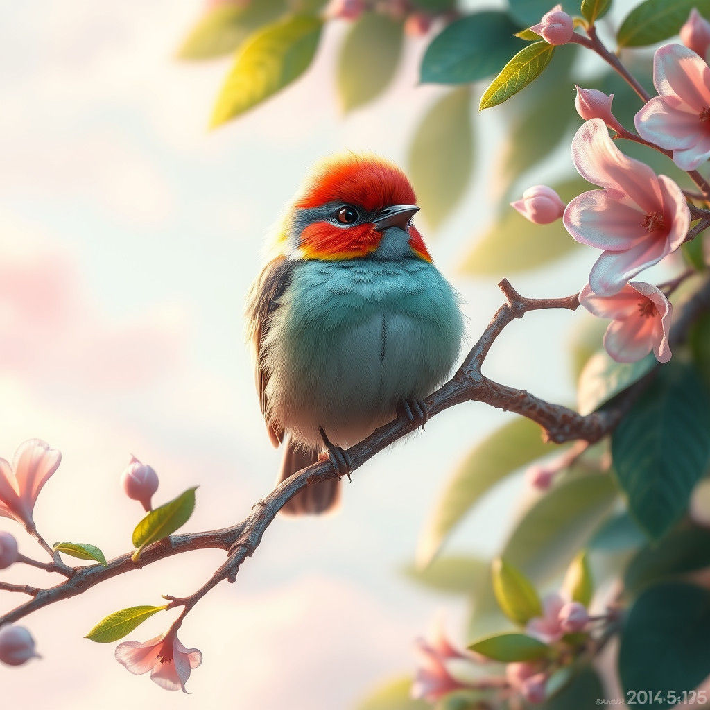 Fantasy Bird in Lush Foliage, Matte Painting