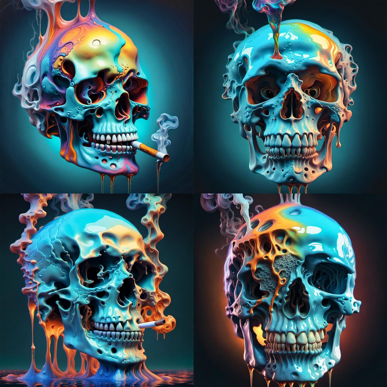 Trippy Liquid Skull Inspired by Surrealist Art