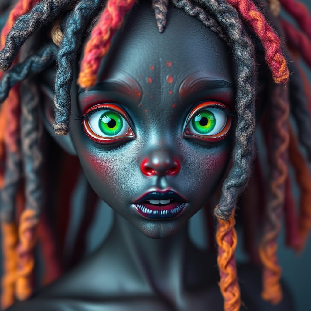 Surreal Alien Portrait with Porcelain Skin