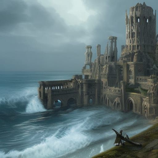 King Arthur's Ruins by the Sea: Fantasy Art