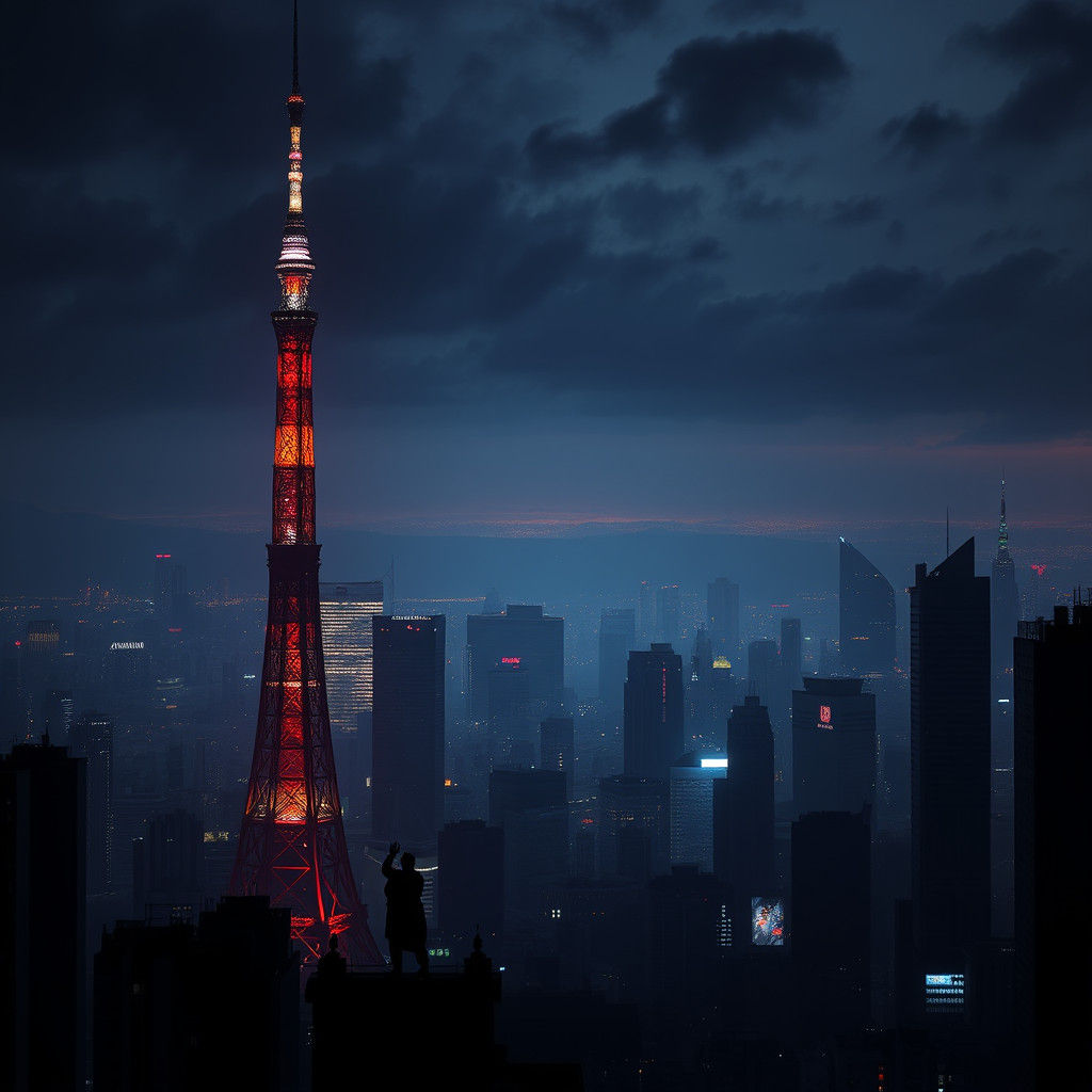 Shadowbox Tokyo Skyline: Fantastical Matte Painting