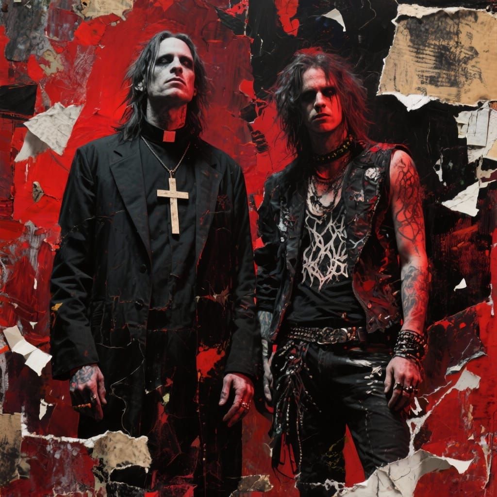 Korn Member Merges with Preacher in Mixed Media Collage