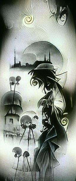 Chibi Character in Film Noir Style