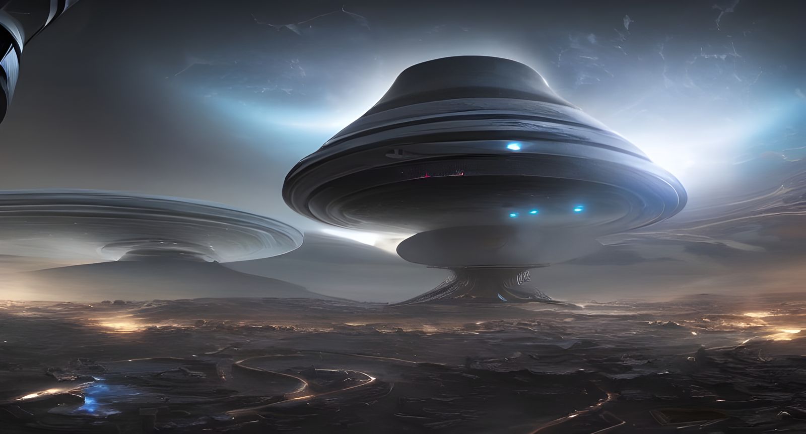 Futuristic Sci-Fi Storm Over Martian City