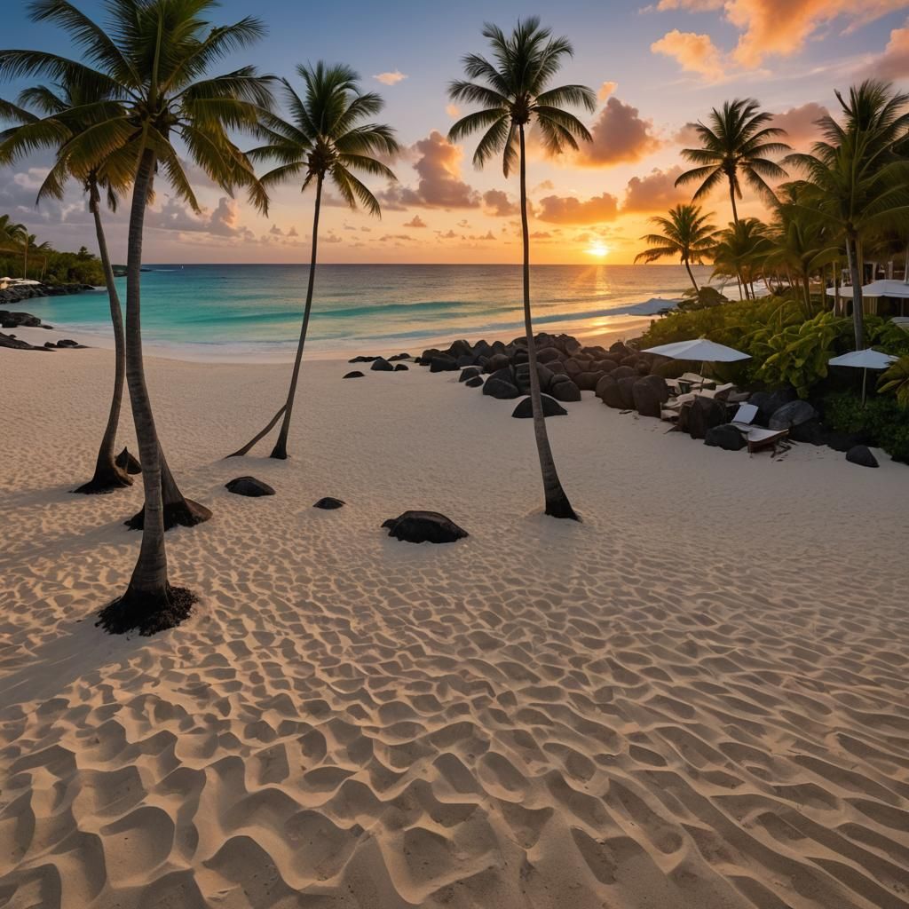 Bahama Sunset Panorama in Retrowave Style