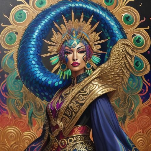 Rainbow Dragon Serpent Woman in Urban Street Art Style