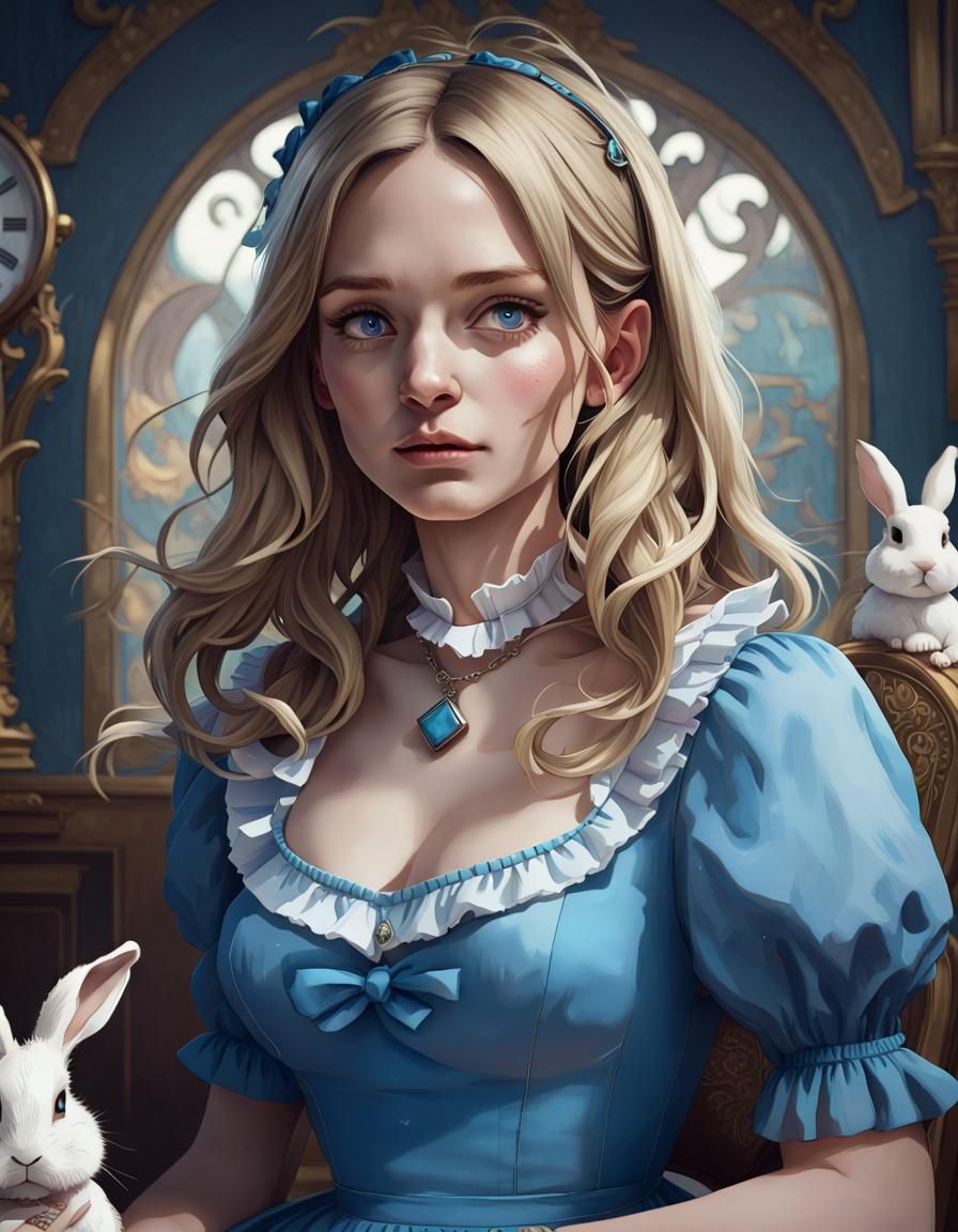 Alice in Wonderland Portrait in Art Nouveau Style