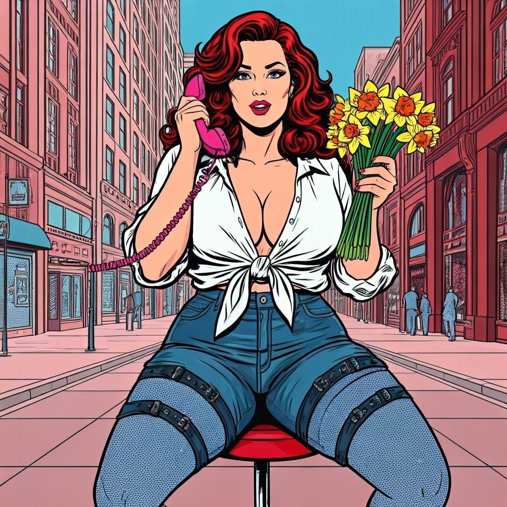 Sassy Pin-Up Girl in Vibrant Pop Art Style