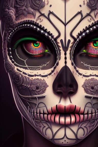 Day of the Dead Face in Dystopian Sci-Fi
