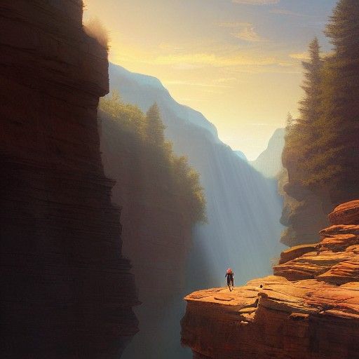 Canyon Traveler: Hudson River School Matte Painting