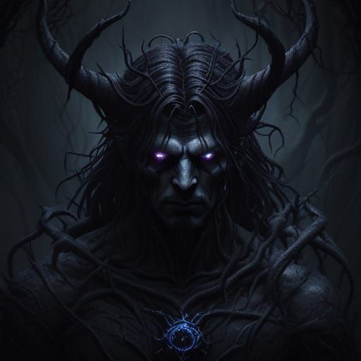 Dark Fantasy Art of Kivarez Azazel in Ethereal Tendrils