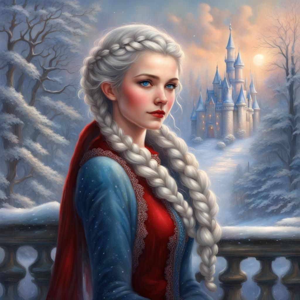 Ethereal Winter Girl in a Hyperdetailed Fantasy Landscape