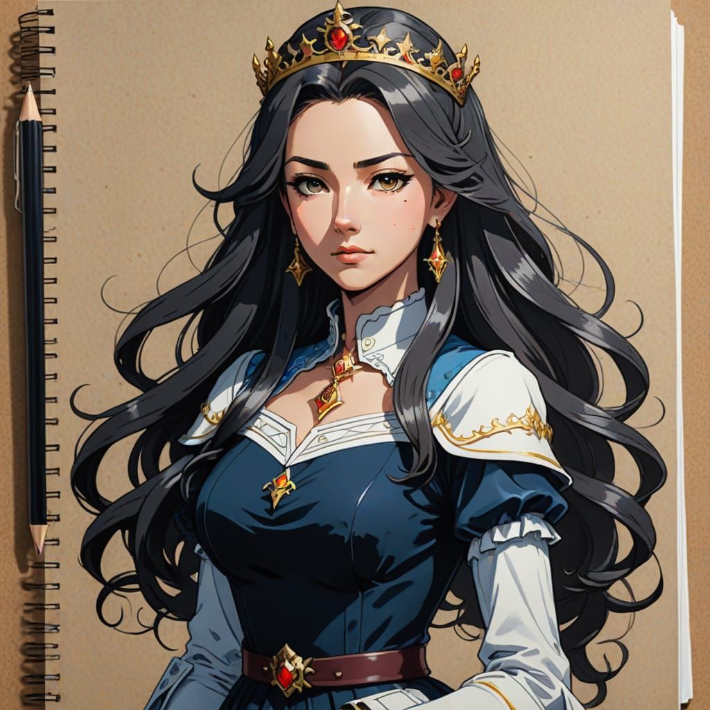 Stunning Anime-Inspired Queen Portrait in Cel-Shaded Style