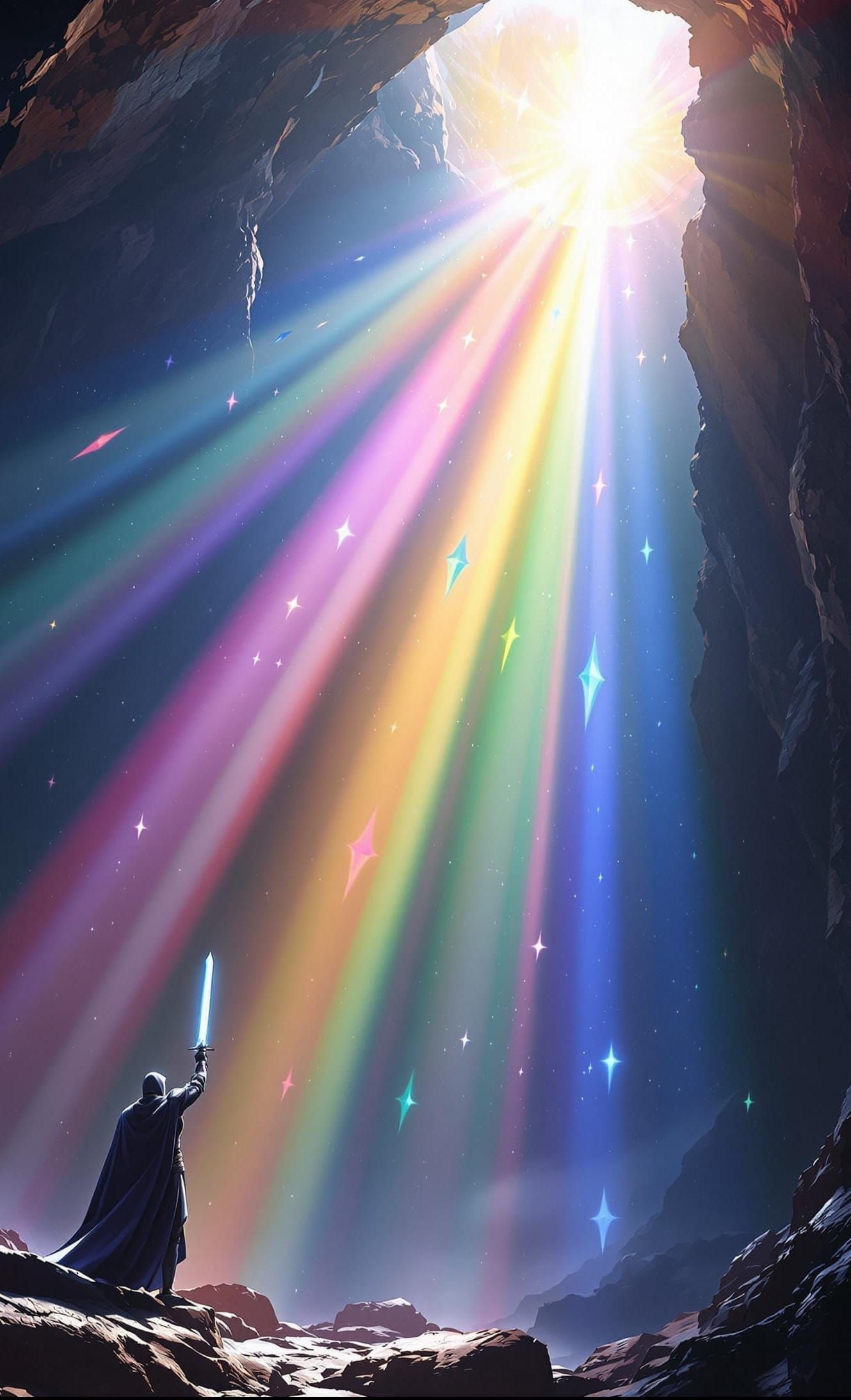 Knight's Crystal Sword Reflected in Rainbow Prism
