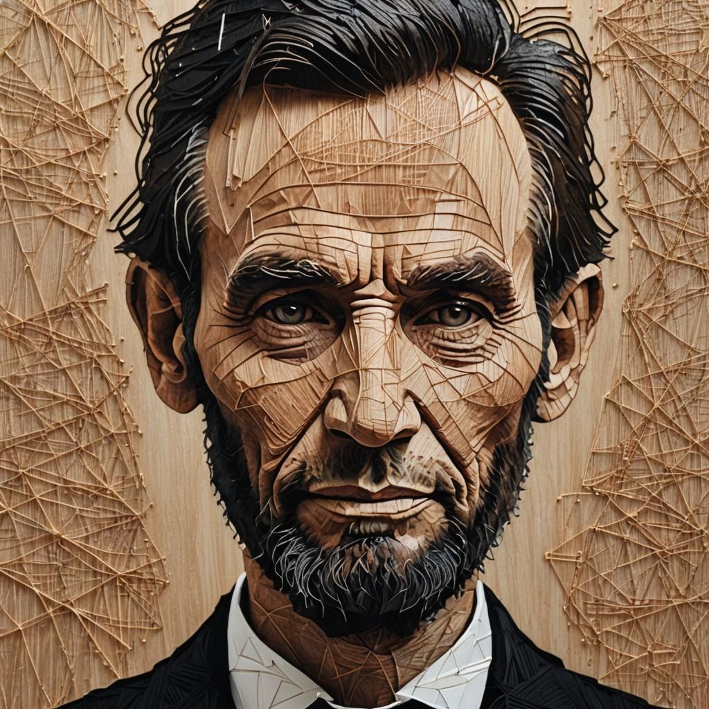 Abraham Lincoln Portrait in Geometric String Art