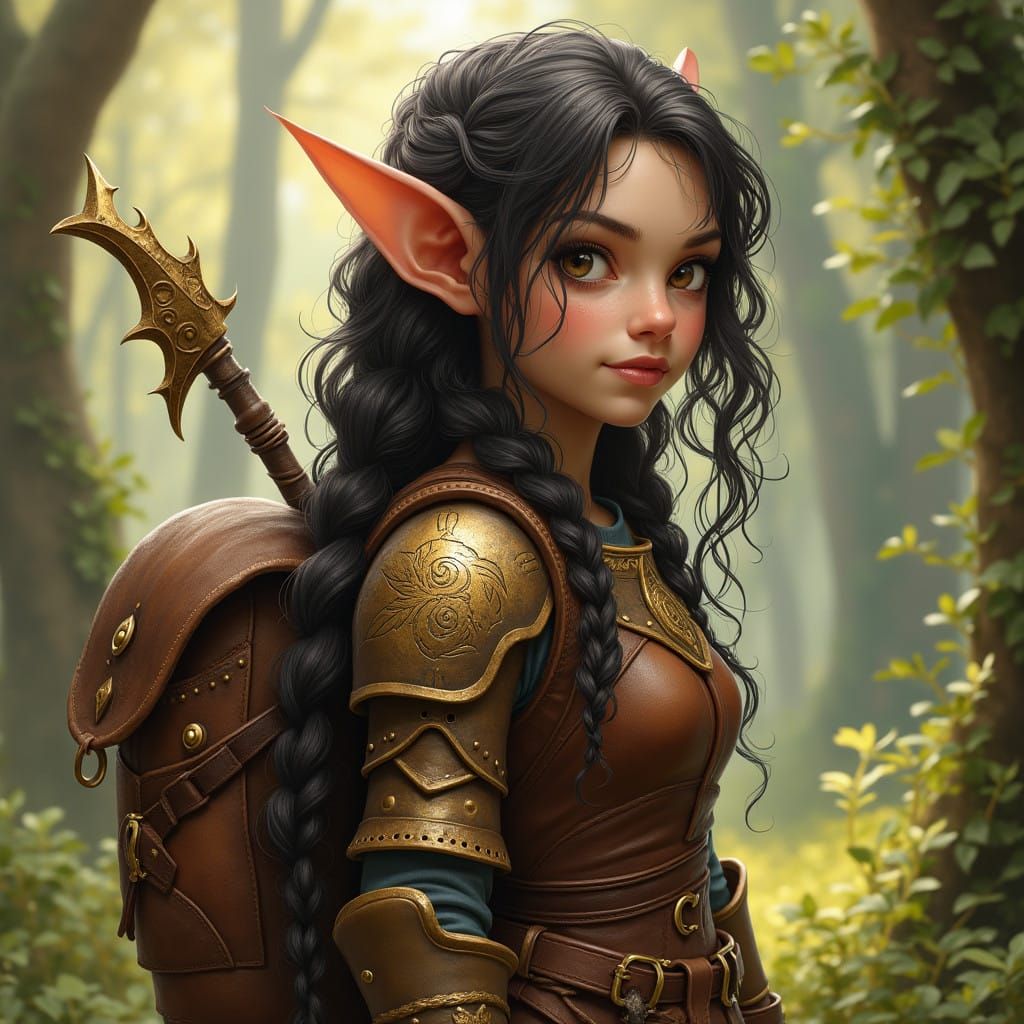 Whimsical Halfling Adventurer in Leather Armor