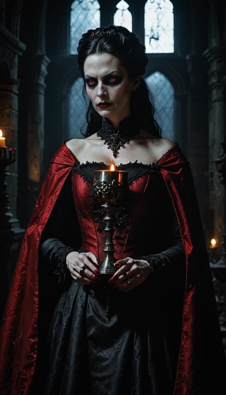 Gothic Vampire Woman in Photorealistic Style
